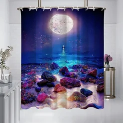 Shower Curtain with Hooks 180cm*180cm(70