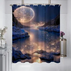 Shower Curtain with Hooks 180cm*180cm(70