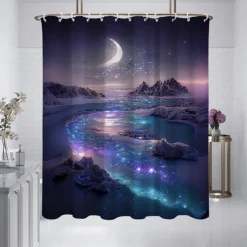 Shower Curtain with Hooks 180cm*180cm(70