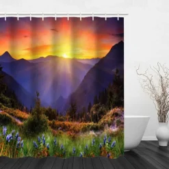 Shower Curtain with Hooks 180cm*180cm(70