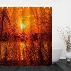 Shower Curtain with Hooks 180cm*180cm(70