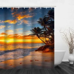 Shower Curtain with Hooks 180cm*180cm(70