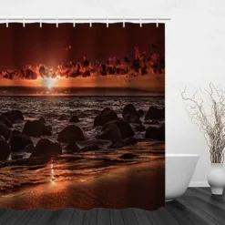 Shower Curtain with Hooks 180cm*180cm(70