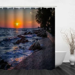 Shower Curtain with Hooks 180cm*180cm(70