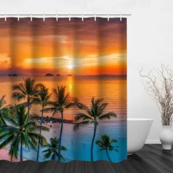 Shower Curtain with Hooks 180cm*180cm(70