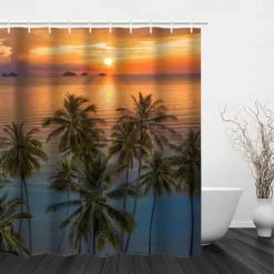 Shower Curtain with Hooks 180cm*180cm(70