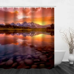 Shower Curtain with Hooks 180cm*180cm(70