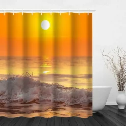 Shower Curtain with Hooks 180cm*180cm(70