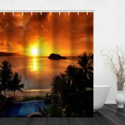 Shower Curtain with Hooks 180cm*180cm(70