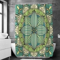 Shower Curtain with Hooks 180cm*180cm(70"*70")Polyester Suitable for Separate Wet and Dry Zone Divide Bathroom Waterproof Oil-proof Mandala Bohemian