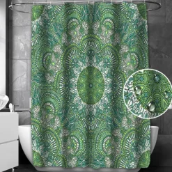 Shower Curtain with Hooks 180cm*180cm(70"*70")Polyester Suitable for Separate Wet and Dry Zone Divide Bathroom Waterproof Oil-proof Mandala Bohemian