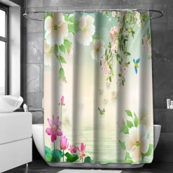 Shower Curtain with Hooks 180cm*180cm(70