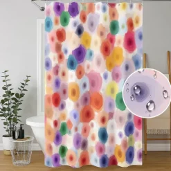 Shower Curtain with Hooks 180cm*180cm(70"*70") Polyester Washable Waterproof Pattern Bathroom Bathtub Decor Flower Abstract