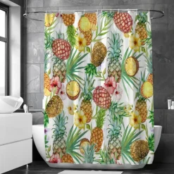 Shower Curtain with Hooks 180cm*180cm(70"*70")Suitable for Separate Wet and Dry Zone Divide Bathroom Waterproof Oil-proof Floral Botanical Landscape