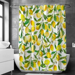 Shower Curtain with Hooks 180cm*180cm(70"*70")Suitable for Separate Wet and Dry Zone Divide Bathroom Waterproof Oil-proof Floral Botanical Landscape