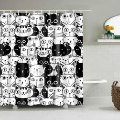 Shower Curtain with Hooks 180cm*180cm(70