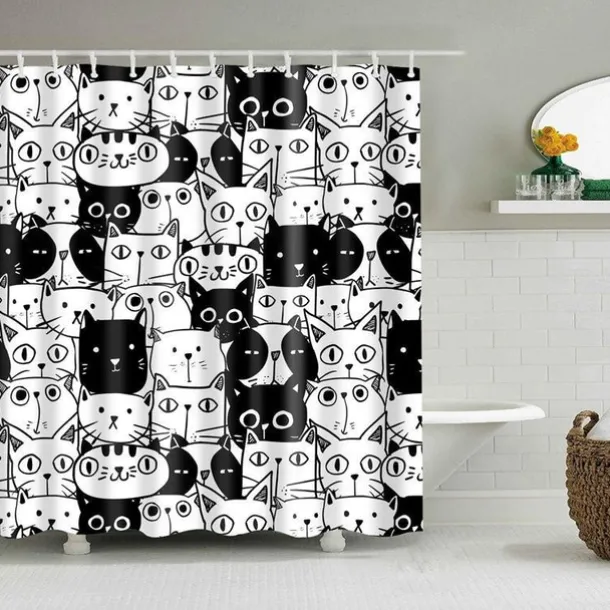 Shower Curtain with Hooks 180cm*180cm(70"*70") Polyester Washable Waterproof Animal Pattern for Kids