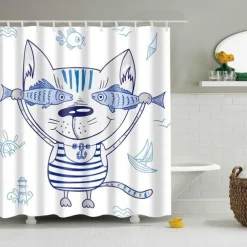 Shower Curtain with Hooks 180cm*180cm(70