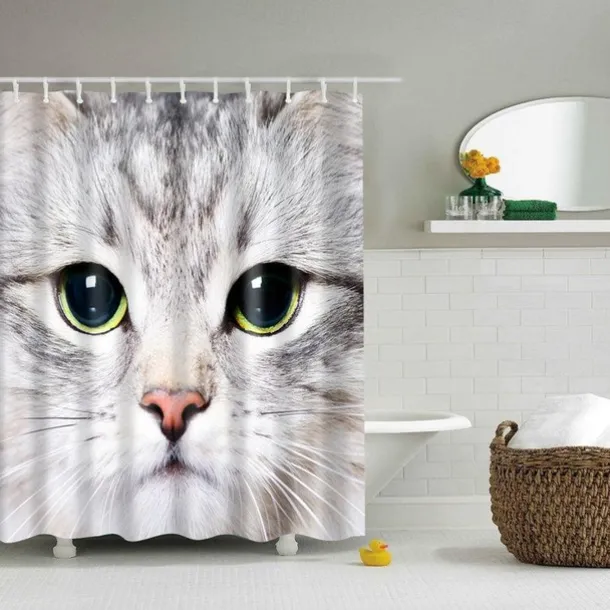 Shower Curtain with Hooks 180cm*180cm(70"*70") Polyester Washable Waterproof Animal Pattern for Kids