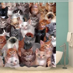 Shower Curtain with Hooks 180cm*180cm(70