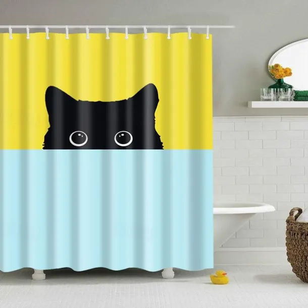 Shower Curtain with Hooks 180cm*180cm(70"*70") Polyester Washable Waterproof Animal Pattern for Kids