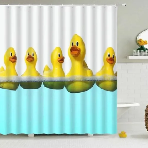 Shower Curtain with Hooks 180cm*180cm(70"*70") Polyester Washable Waterproof Animal Pattern for Kids