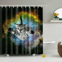 Shower Curtain with Hooks 180cm*180cm(70