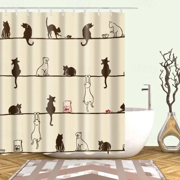 Shower Curtain with Hooks 180cm*180cm(70"*70") Polyester Washable Waterproof Animal Pattern for Kids