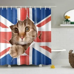 Shower Curtain with Hooks 180cm*180cm(70