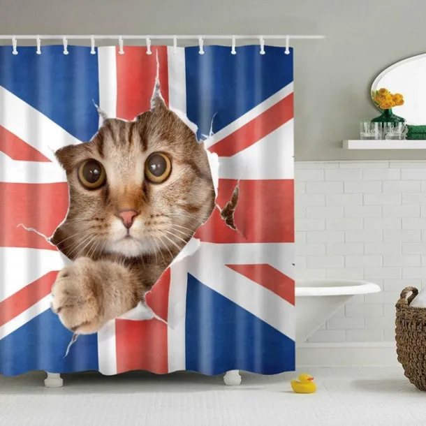 Shower Curtain with Hooks 180cm*180cm(70"*70") Polyester Washable Waterproof Animal Pattern for Kids