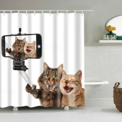 Shower Curtain with Hooks 180cm*180cm(70