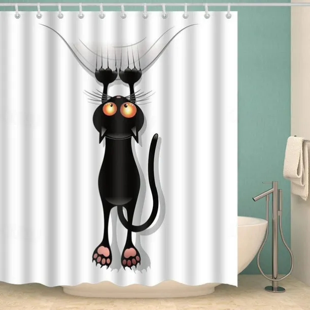 Shower Curtain with Hooks 180cm*180cm(70"*70") Polyester Washable Waterproof Animal Pattern for Kids