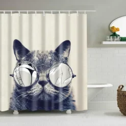 Shower Curtain with Hooks 180cm*180cm(70