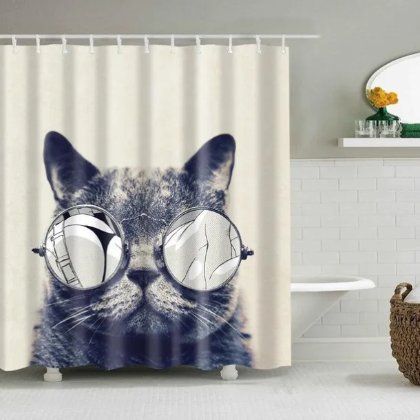 Shower Curtain with Hooks 180cm*180cm(70"*70") Polyester Washable Waterproof Animal Pattern for Kids