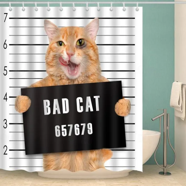 Shower Curtain with Hooks 180cm*180cm(70"*70") Polyester Washable Waterproof Animal Pattern for Kids