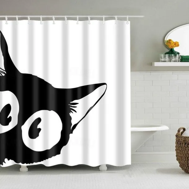 Shower Curtain with Hooks 180cm*180cm(70"*70") Polyester Washable Waterproof Animal Pattern for Kids