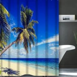 Shower Curtain with Hooks 180cm*180cm(70