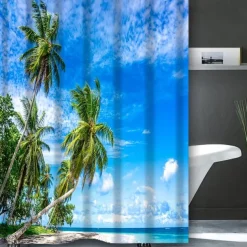 Shower Curtain with Hooks 180cm*180cm(70