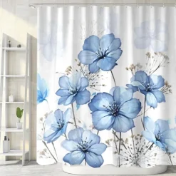 Shower Curtain with Hooks 180cm*180cm(70"*70") Polyester Washable Waterproof Pattern Bathroom Bathtub Decor Botanical Floral
