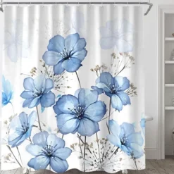 Shower Curtain with Hooks 180cm*180cm(70