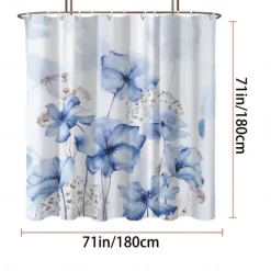 Shower Curtain with Hooks 180cm*180cm(70
