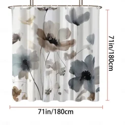 Shower Curtain with Hooks 180cm*180cm(70
