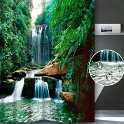 Shower Curtain with Hooks 180cm*180cm(70"*70") Polyester Washable Waterproof Pattern Bathroom Bathtub Deco Rustic Farmhouse Wooden Vintage Barn