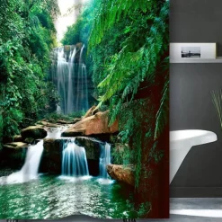 Shower Curtain with Hooks 180cm*180cm(70