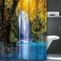 Shower Curtain with Hooks 180cm*180cm(70