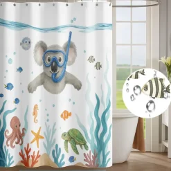 Shower Curtain with Hooks 180cm*180cm(70"*70") Polyester Washable Waterproof Pattern Bathroom Bathtub Decor Animal Abstract