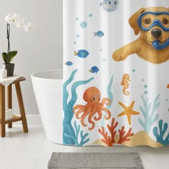 Shower Curtain with Hooks 180cm*180cm(70