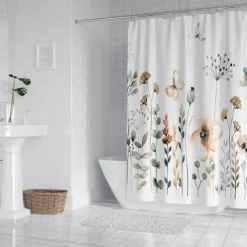 Shower Curtain with Hooks 180cm*180cm(70