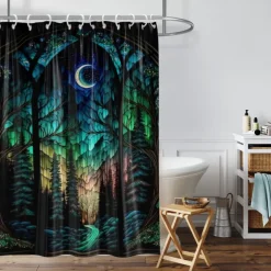 Shower Curtain with Hooks 180cm*180cm(70