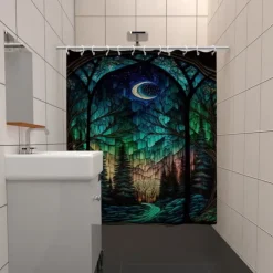 Shower Curtain with Hooks 180cm*180cm(70